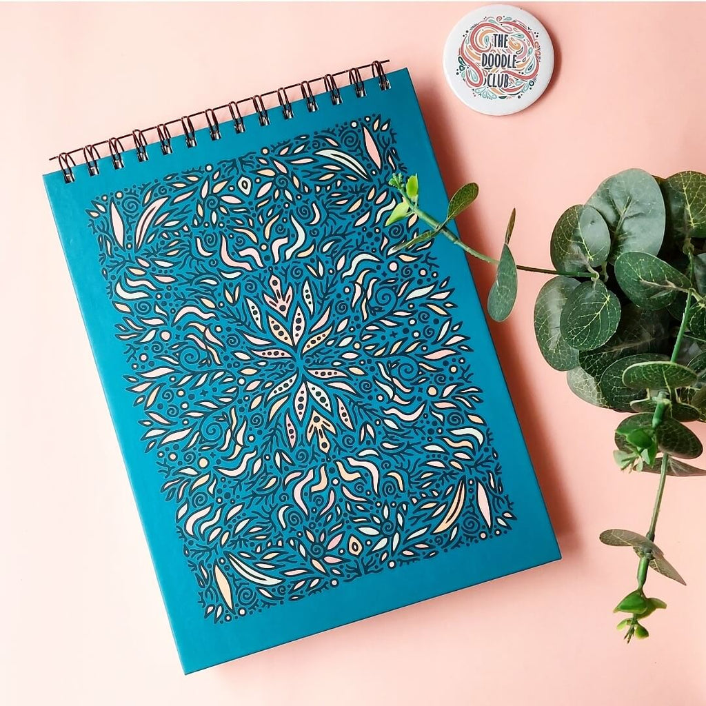 Leaves Doodle Teal Green Sketchbook