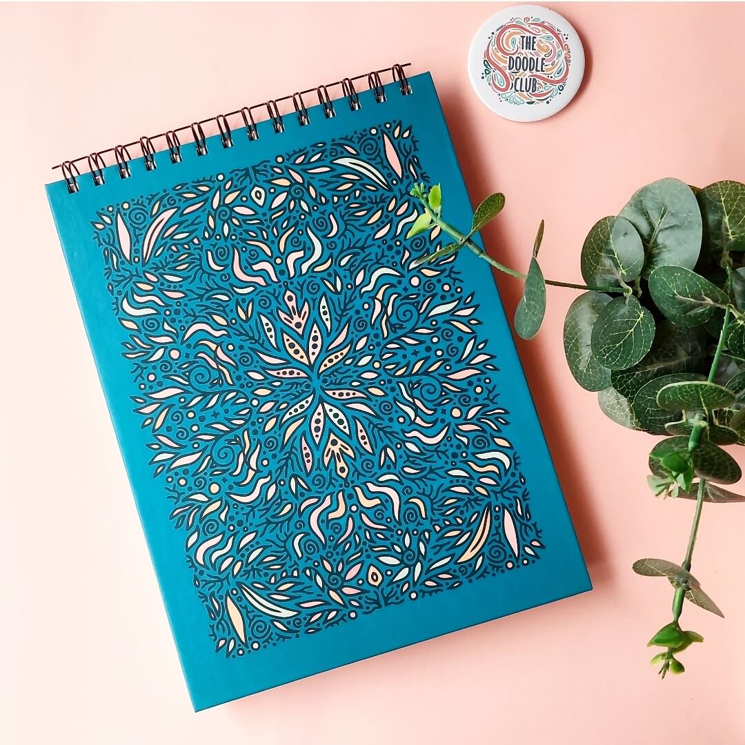 Leaves Doodle Teal Green Sketchbook