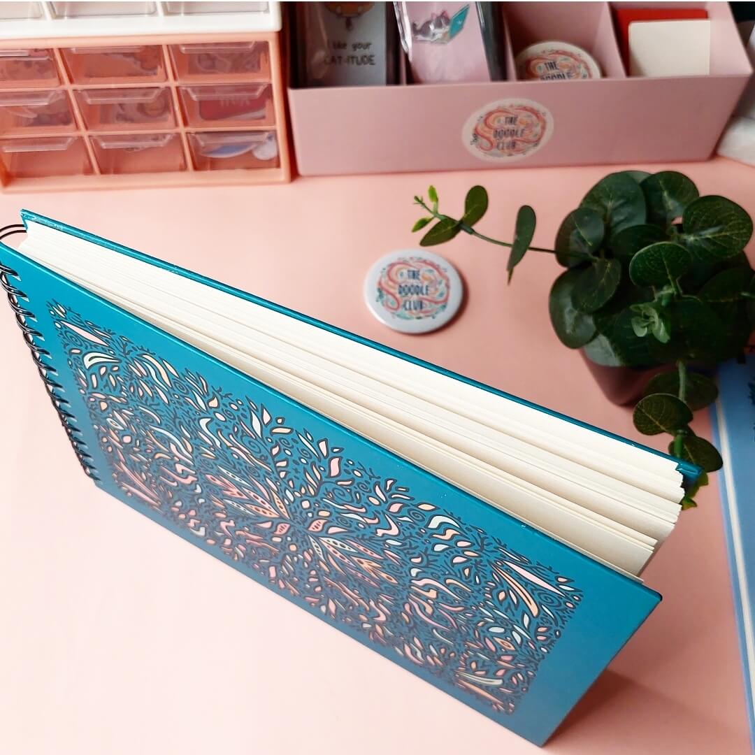 Leaves Doodle Teal Green Sketchbook