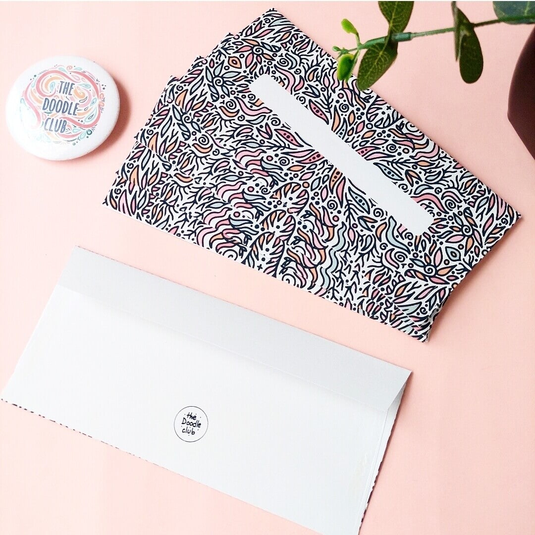 Leaves Doodle Off White Envelopes