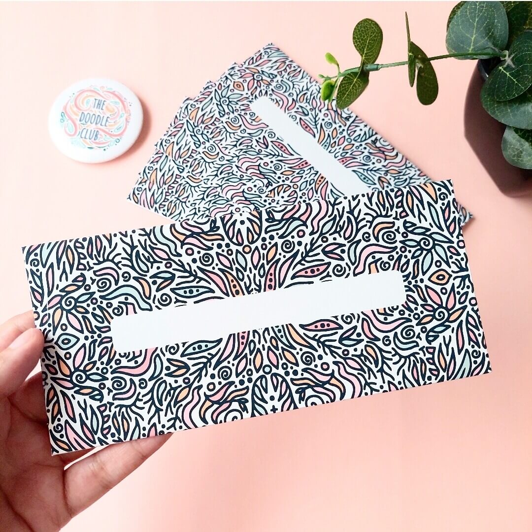 Leaves Doodle Off White Envelopes