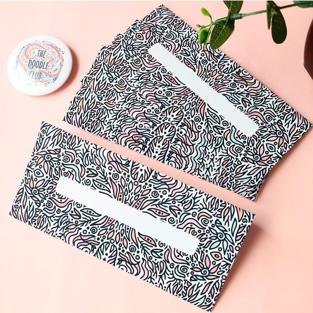 Leaves Doodle Off White Envelopes