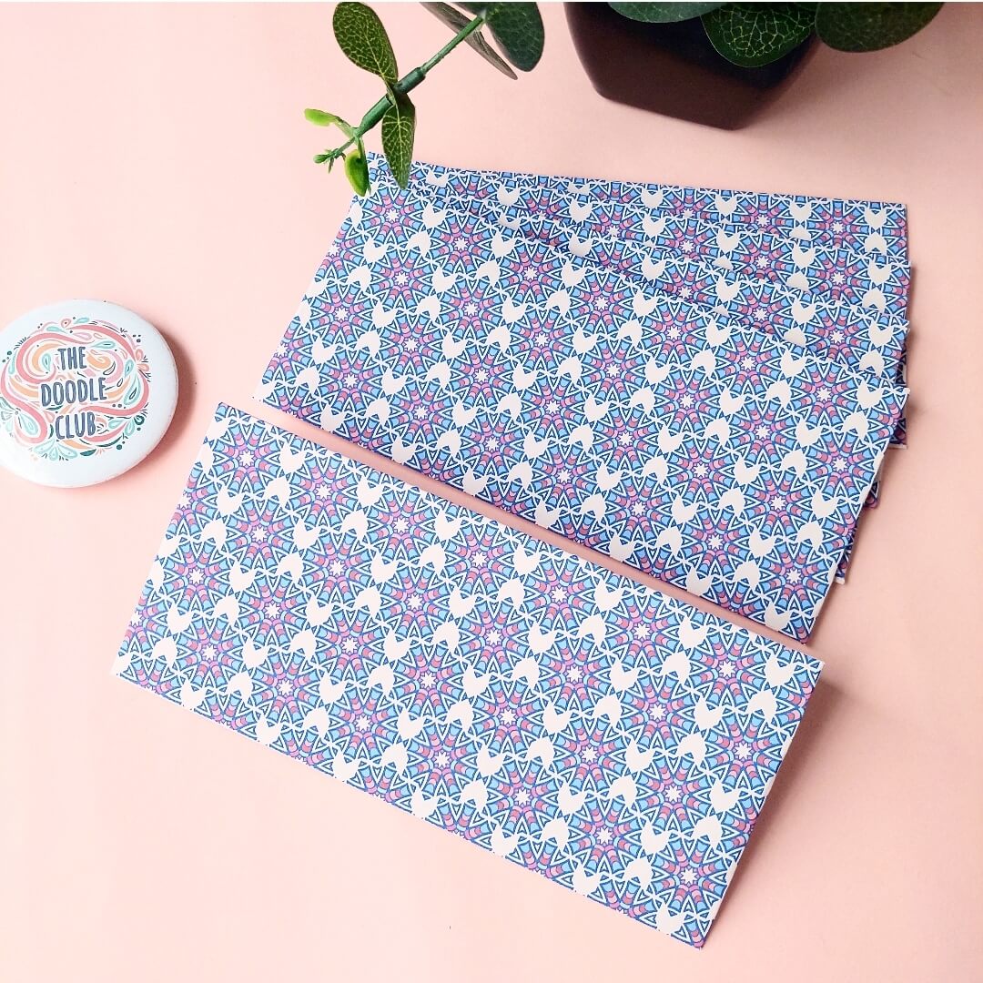 Mandala Pattern Purple And Offwhite Envelopes