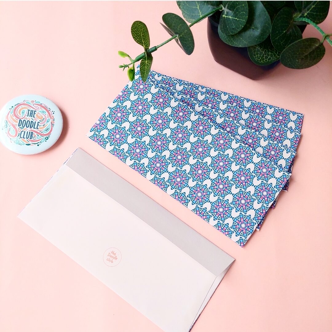 Mandala Pattern Purple And Offwhite Envelopes