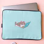 Mint Green Sleepy Cat Laptop Sleeve