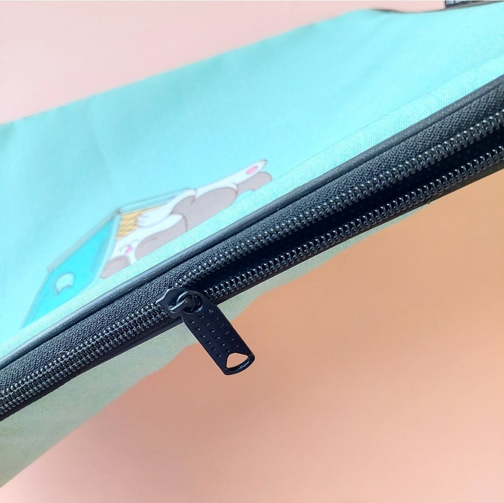 Mint Green Sleepy Cat Laptop Sleeve