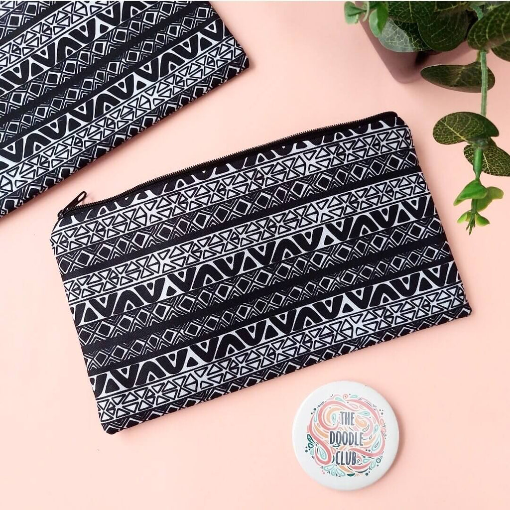 Monochrome Doodle Pouch