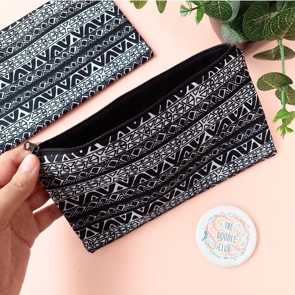 Monochrome Doodle Pouch