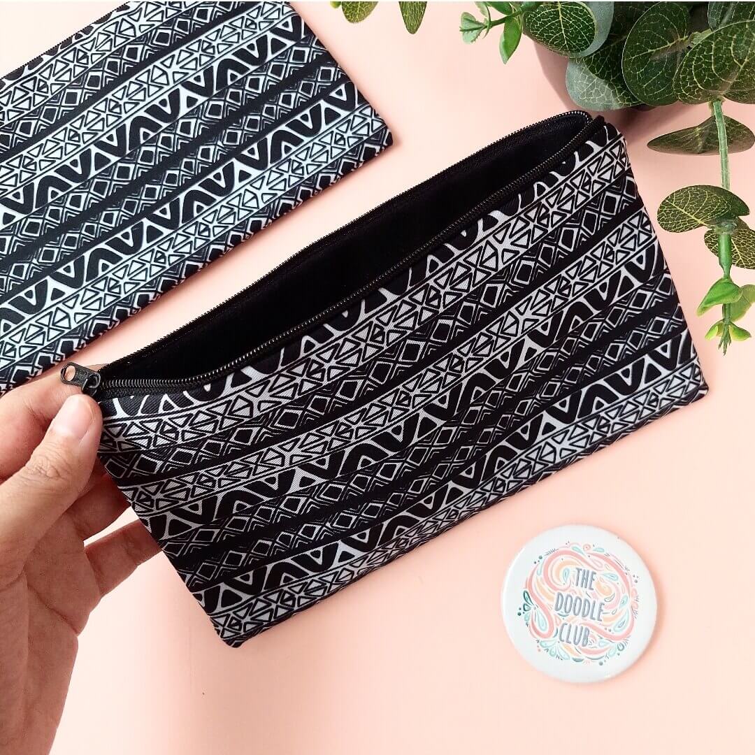 Monochrome Doodle Pouch