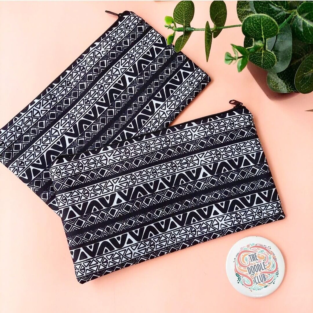 Monochrome Doodle Pouch