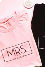 Mr. and Mrs. Anniversary Date Couple T-shirts (Pre-paid)