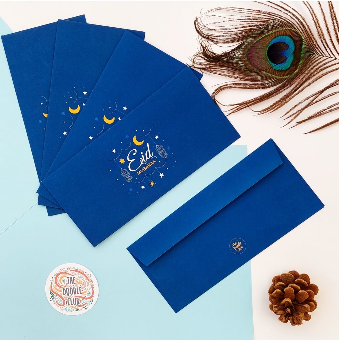 Navy Blue Eid Mubarak Envelopes