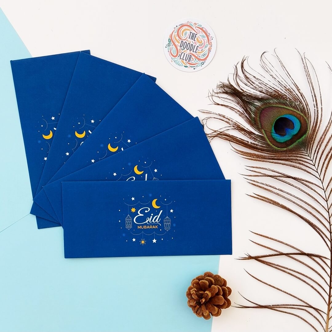 Navy Blue Eid Mubarak Envelopes