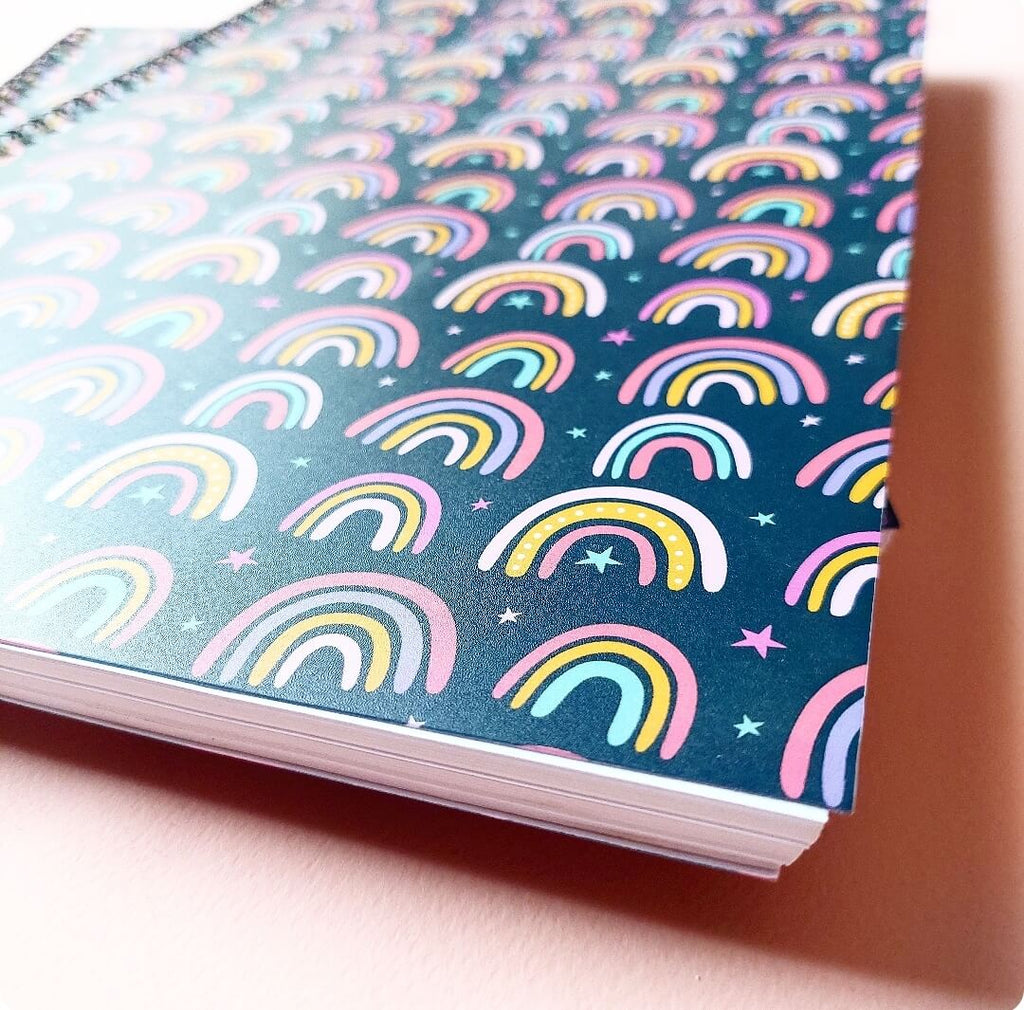 Rainbow Stars Navy A4 Spiral Notebook