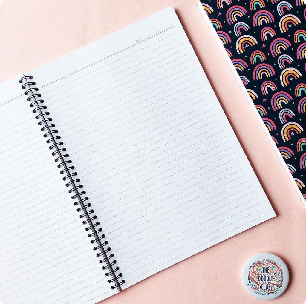 Rainbow Stars Navy A4 Spiral Notebook