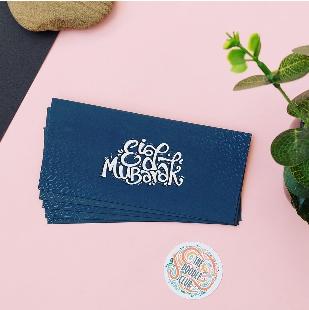 Navy White Eid Mubarak Envelopes