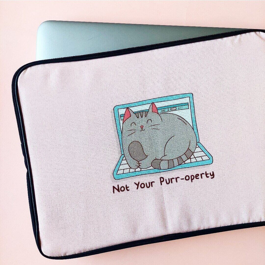 Not Your Purroperty Pastel Pink Laptop Sleeve