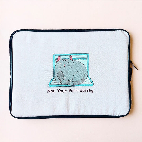 Not Your Purroperty Pastel Pink Laptop Sleeve