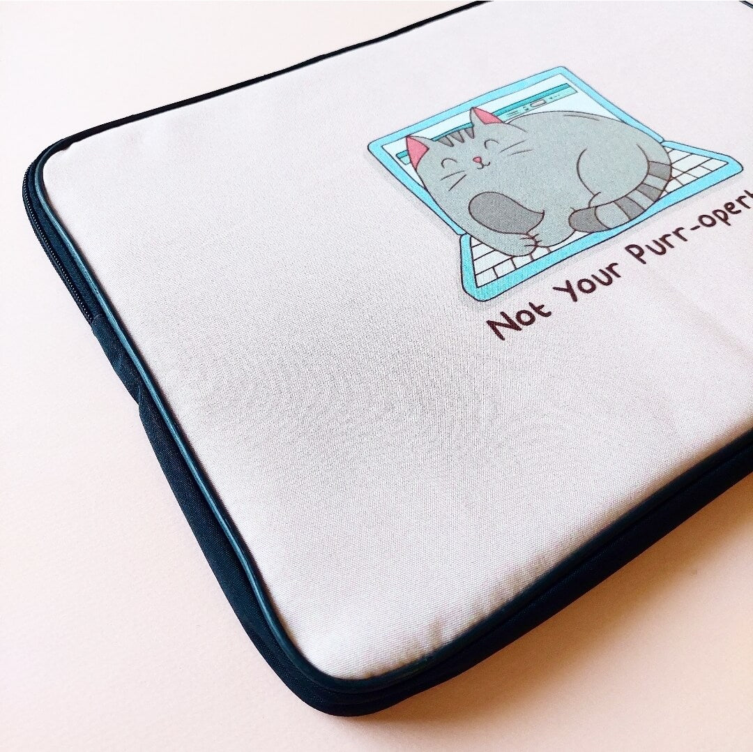 Not Your Purroperty Pastel Pink Laptop Sleeve
