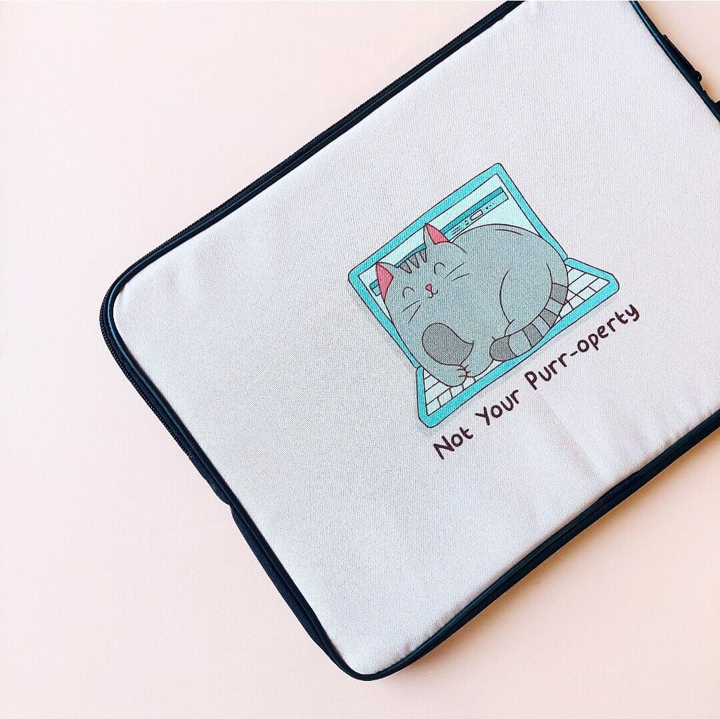 Not Your Purroperty Pastel Pink Laptop Sleeve