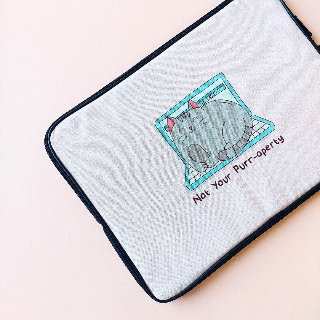 Not Your Purroperty Pastel Pink Laptop Sleeve