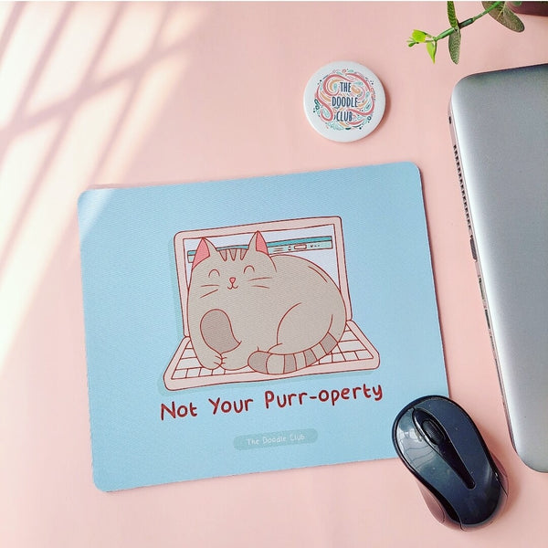 Not Your Purroperty - Cute Cat Blue Mousepad