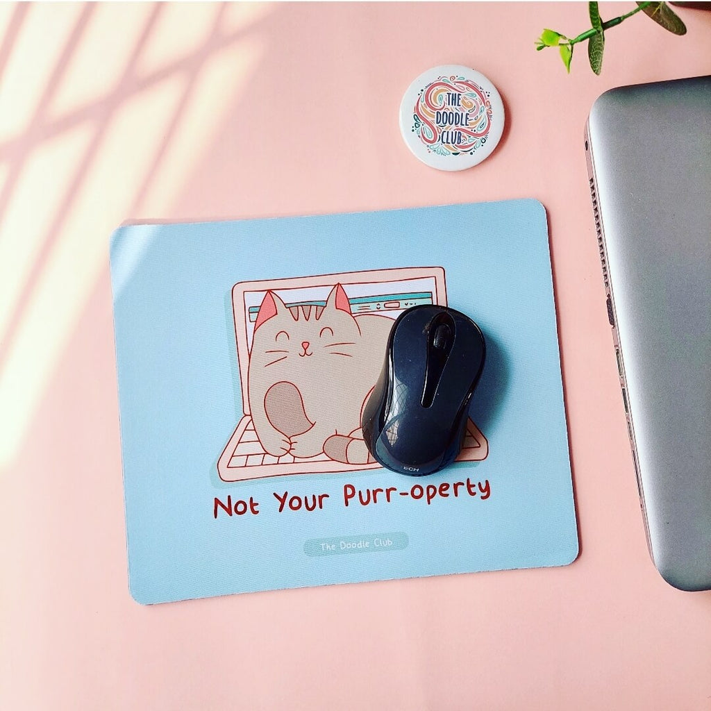 Not Your Purroperty - Cute Cat Blue Mousepad