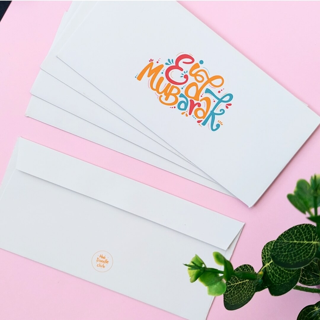 Off White Eid Mubarak Envelopes
