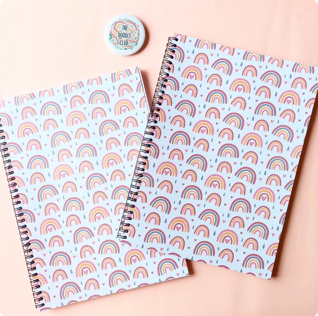 Boho Rainbow Offwhite A4 Spiral Notebook