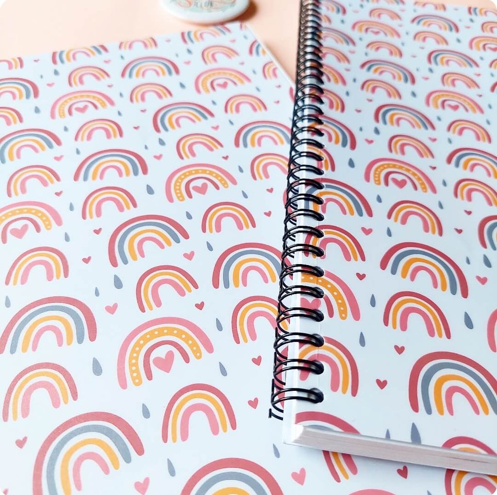 Boho Rainbow Offwhite A4 Spiral Notebook