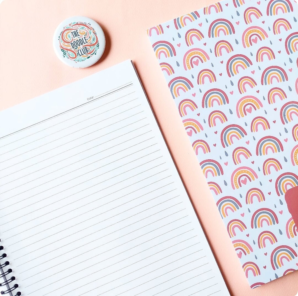 Boho Rainbow Offwhite A4 Spiral Notebook