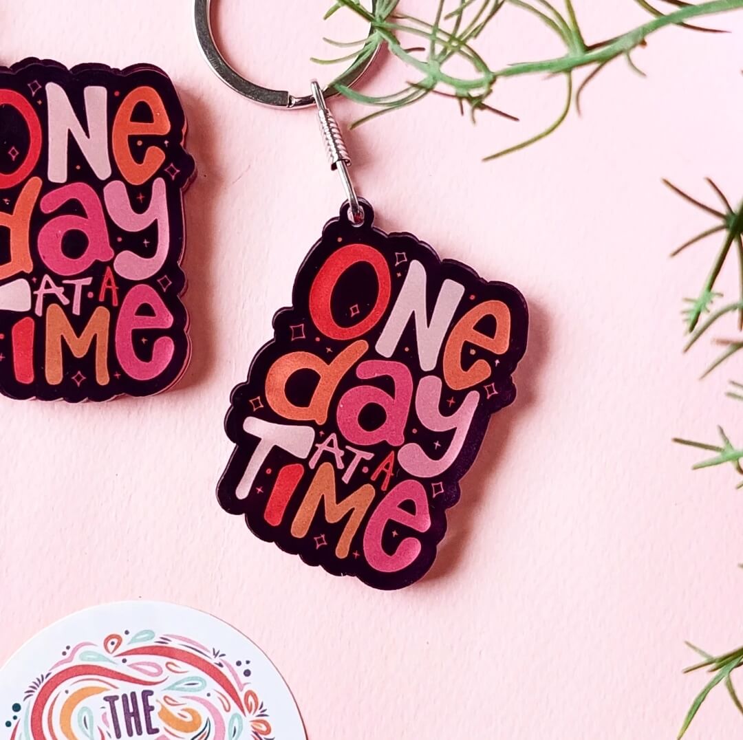 One day at a time acrylic keychain
