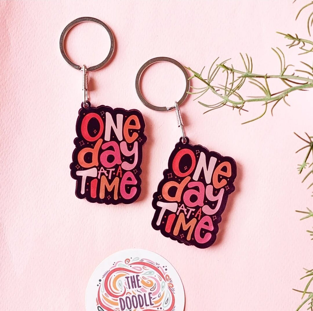 One day at a time acrylic keychain