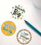 Set of 16 round Motivational Sticker Sheet