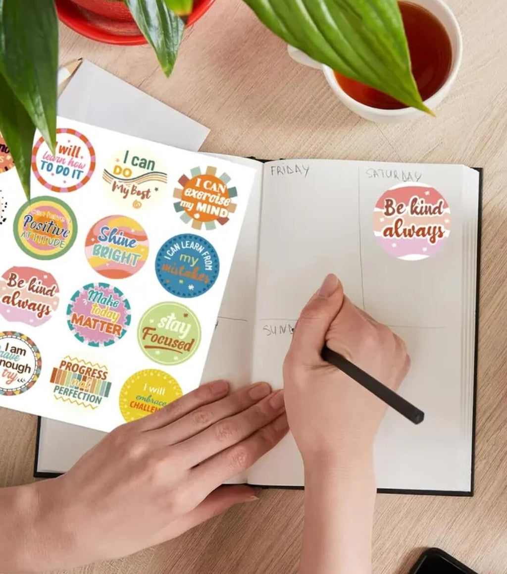 Set of 16 round Motivational Sticker Sheet