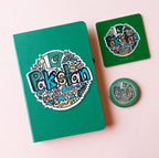 Pakistan Doodle Teal Green Journal, Coaster and Magnet Bundle