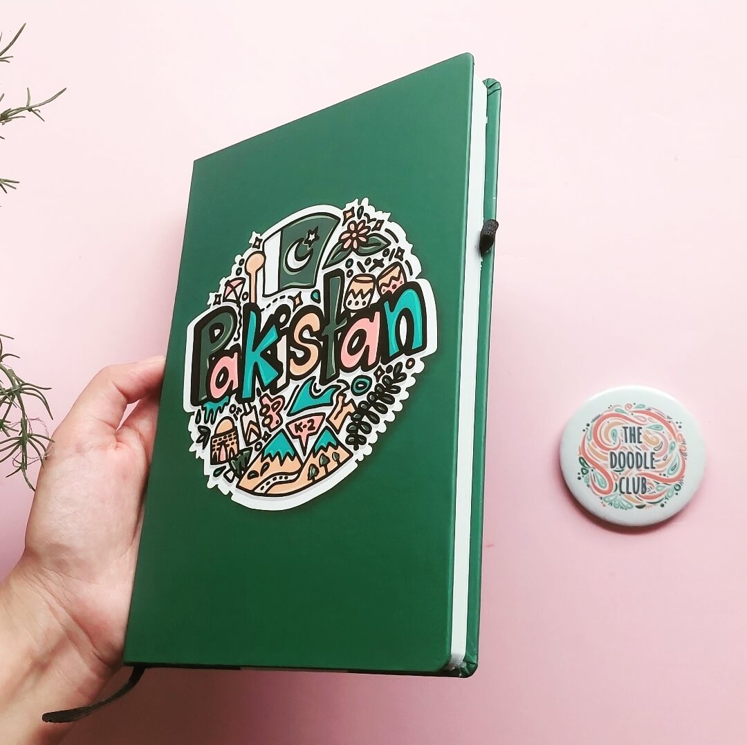 Pakistan Doodle Emerald Green Journal