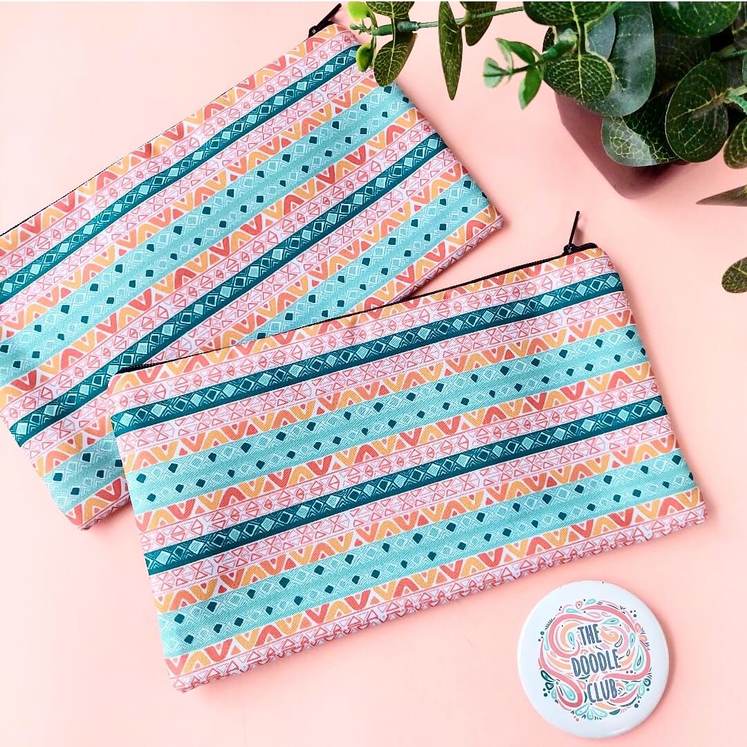 Pastel Pink Doodle Zipper Pouch