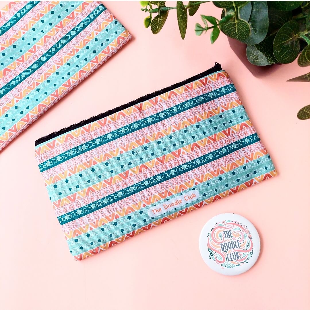 Pastel Pink Doodle Zipper Pouch