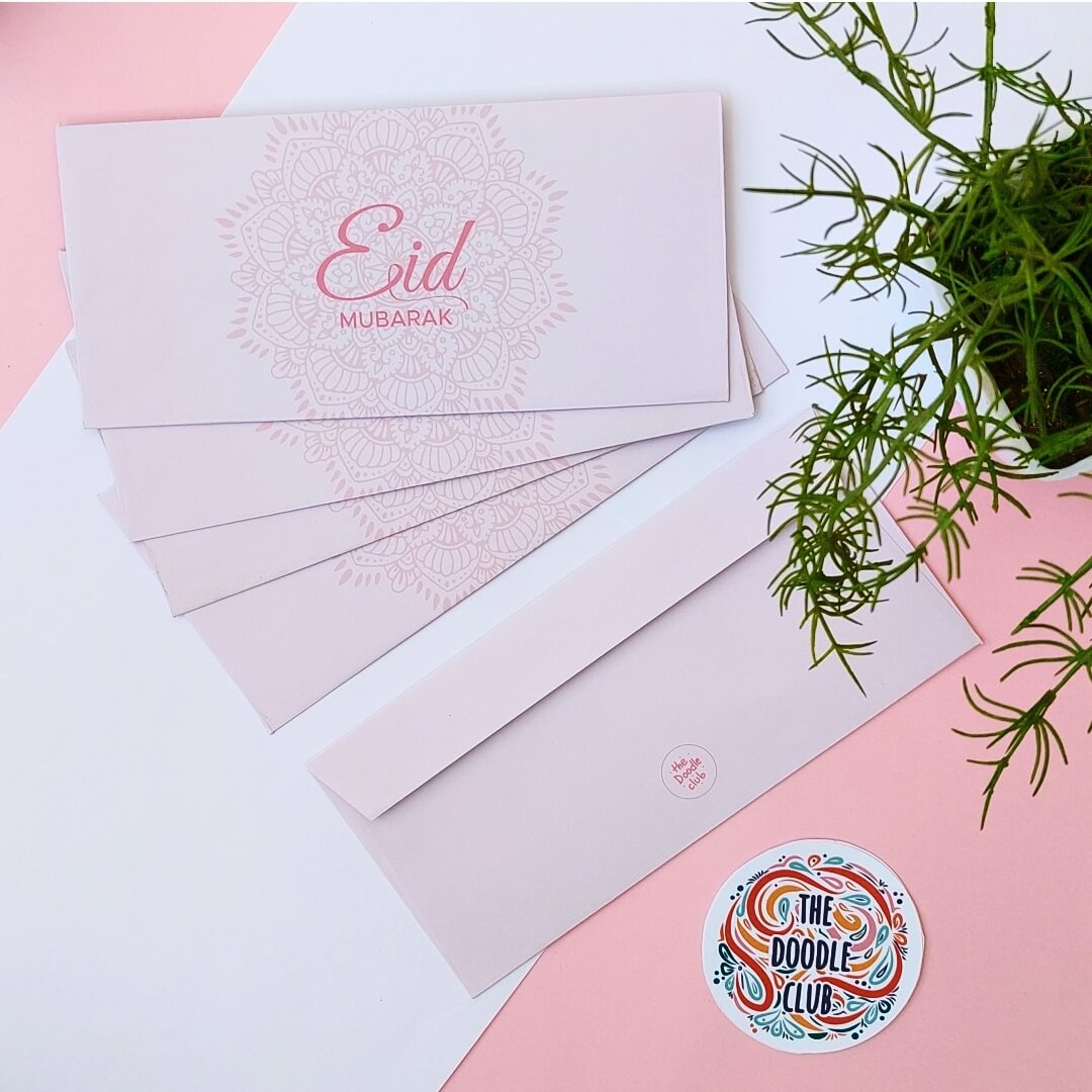 Pastel Pink Eid Mubarak Envelopes