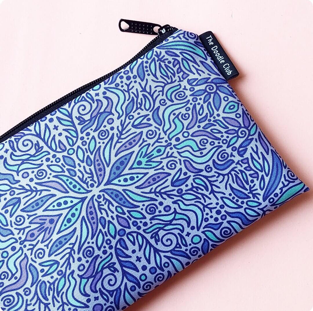 Periwinkle Leaves Zipper Pouch