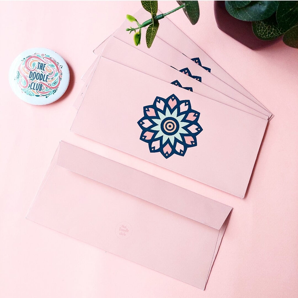 Pink Bloom Mandala Center Envelopes