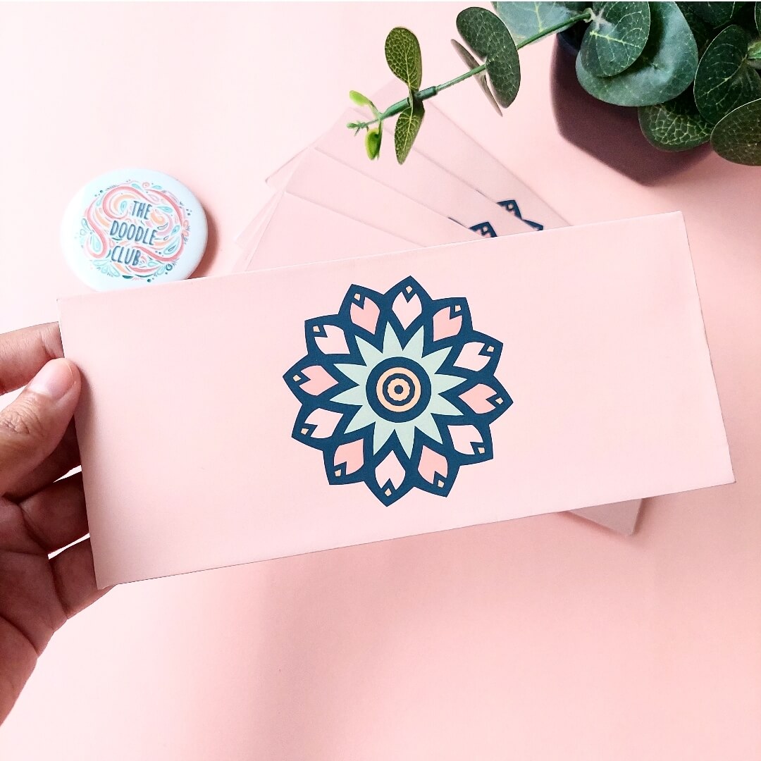 Pink Bloom Mandala Center Envelopes