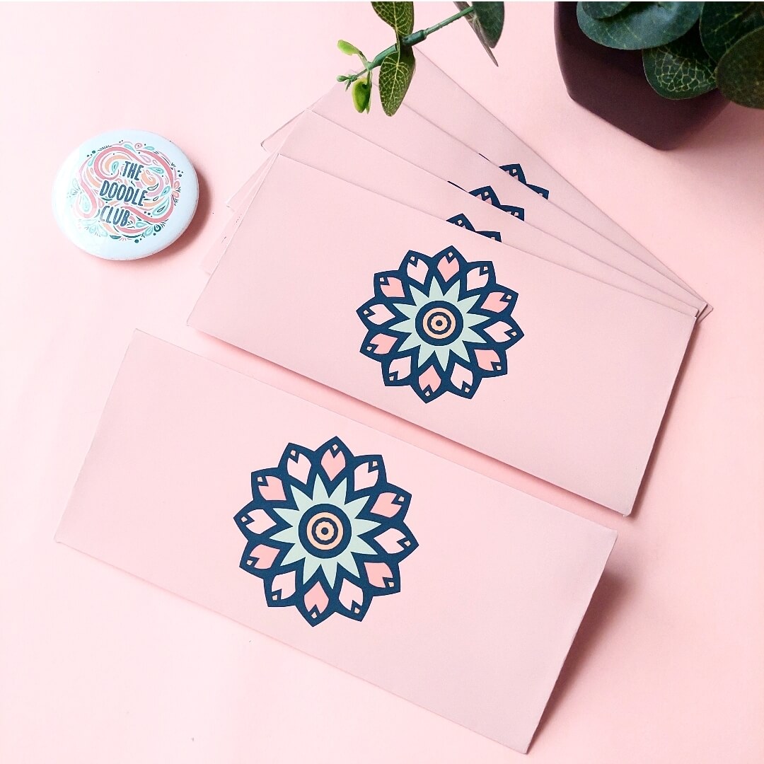 Pink Bloom Mandala Center Envelopes