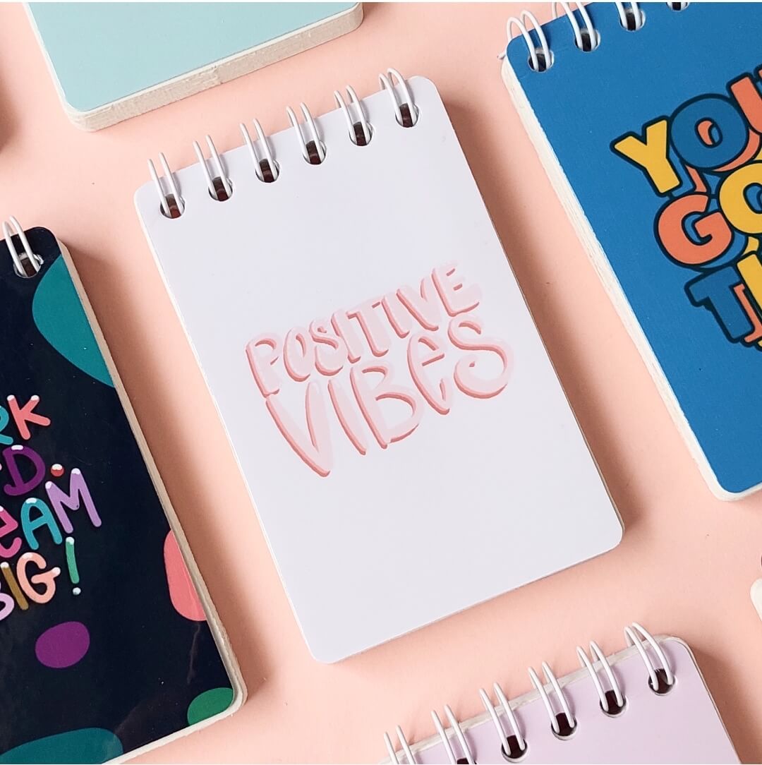 Positive Vibes Pink Mini Notepad – The Doodle Club