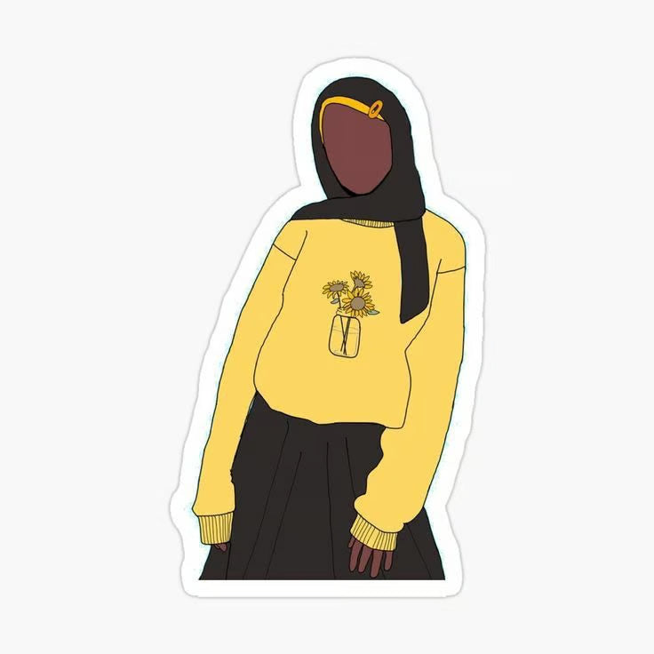 Hijabi Girl Yellow Hoodie Sticker