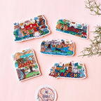 Set of 5 Fridge Magnets Cities Magnets