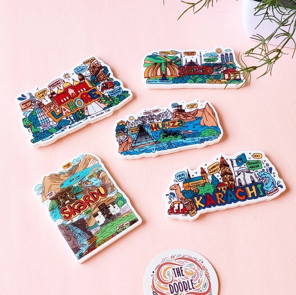 Set of 5 Fridge Magnets Cities Magnets