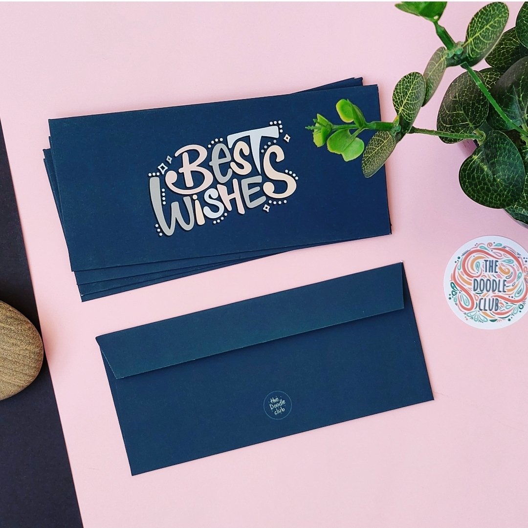 Best Wishes Navy Envelopes