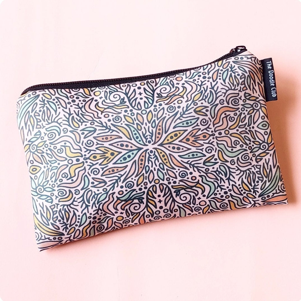 Pastel Pink Leaves Zipper Pouch